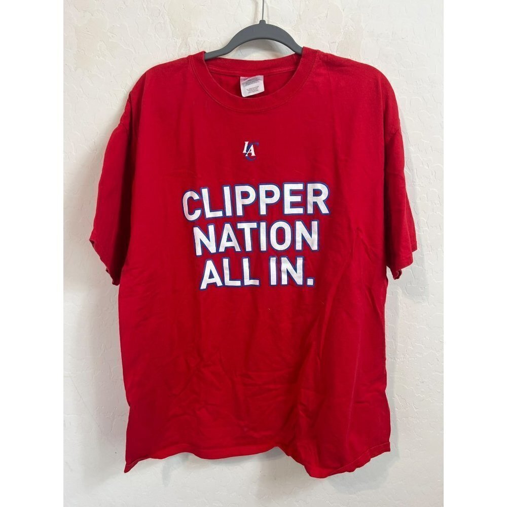 Mens Sz Large LA Clipper Playoff Nation All In Red White Blue T-Shirt